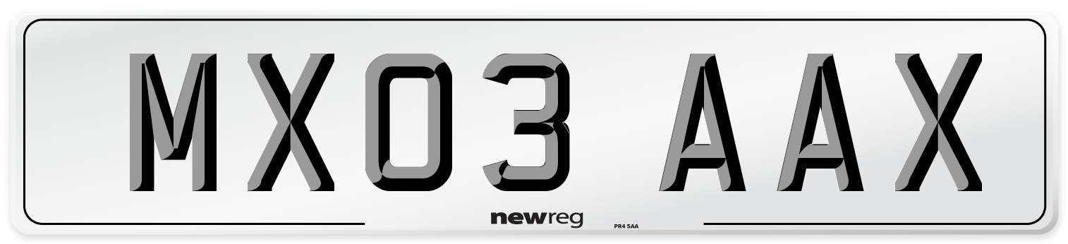 MX03 AAX Number Plate from New Reg